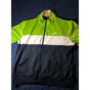 Vintage Nike Track‎ Jacket 90s Short Sleev Blue & Lime Green Size XL Windbreaker